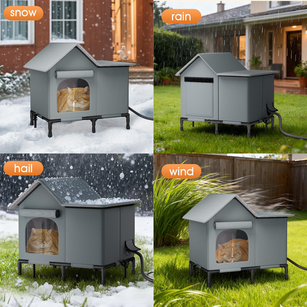 John heated cat house tool-free assembly for quick setup.