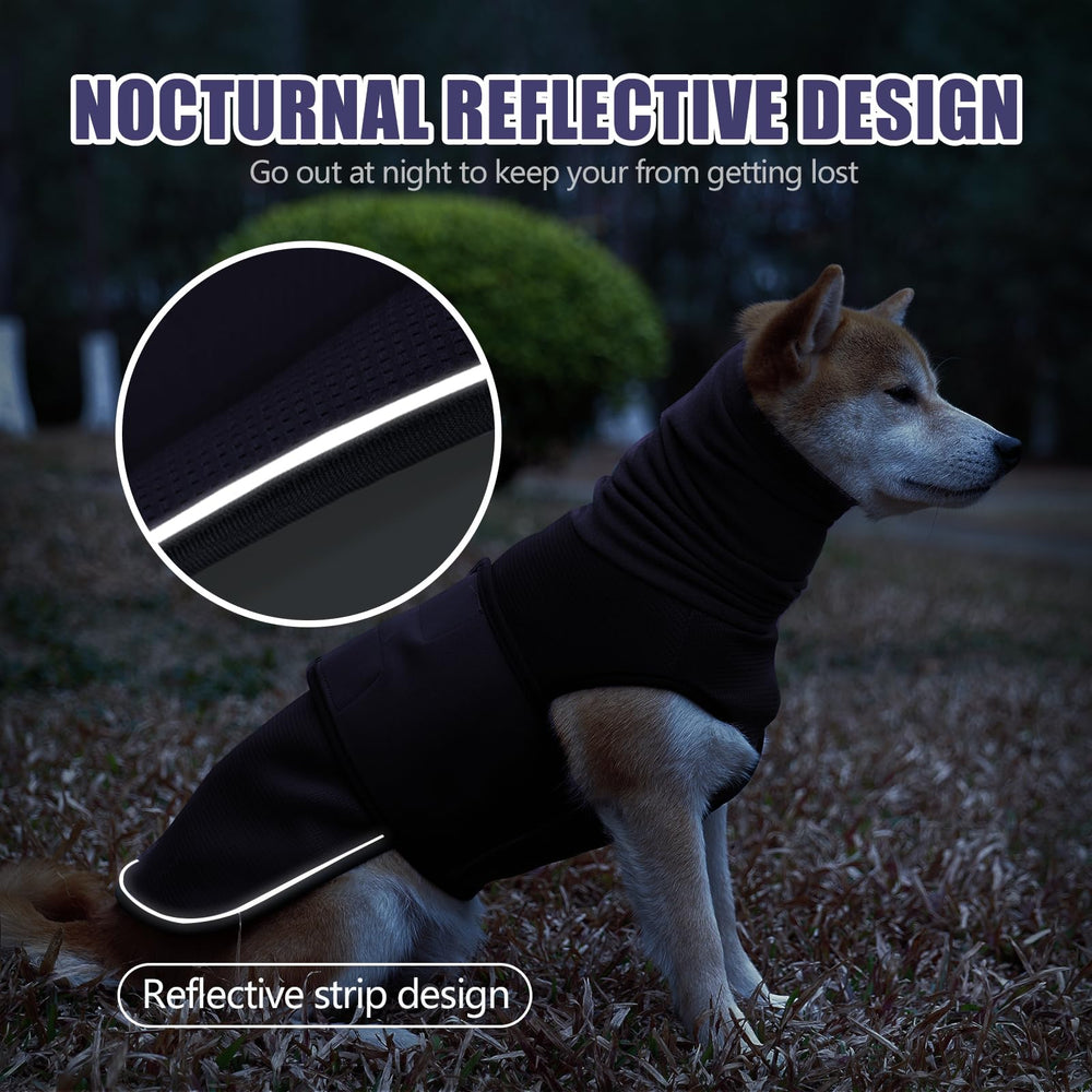 JOHNBOLIN dog anxiety jacket back view shows extended coverage and comfort