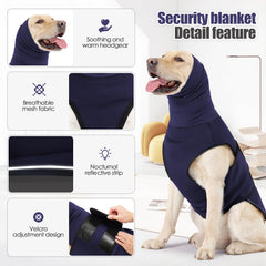 JOHNBOLIN dog anxiety jacket worn with adjustable belt for secure fit