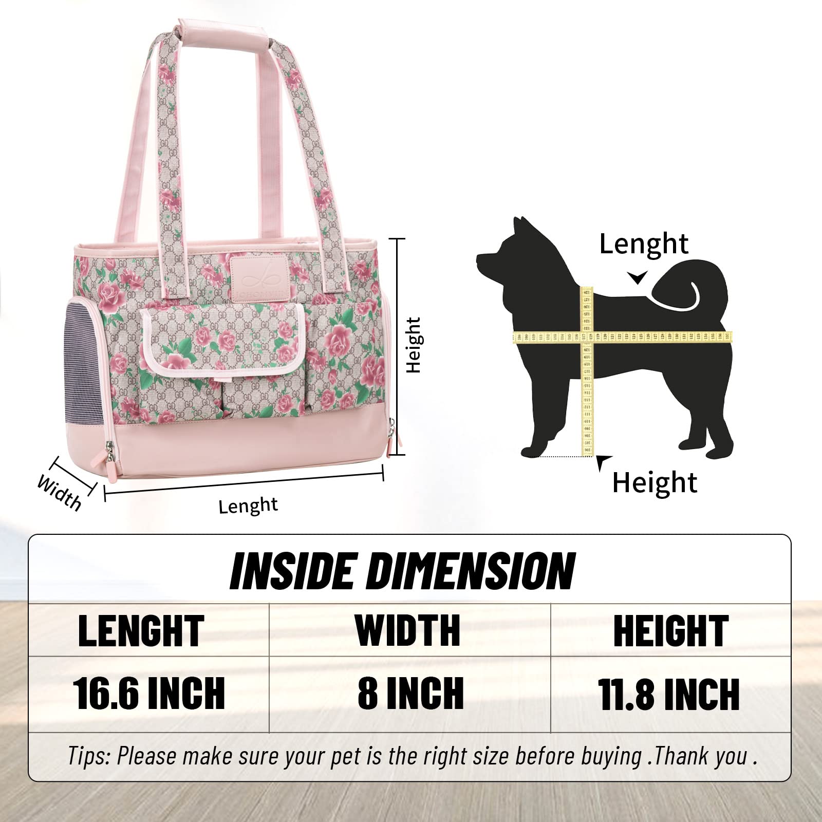 Johomviin dog carrier inside view with safety hook.