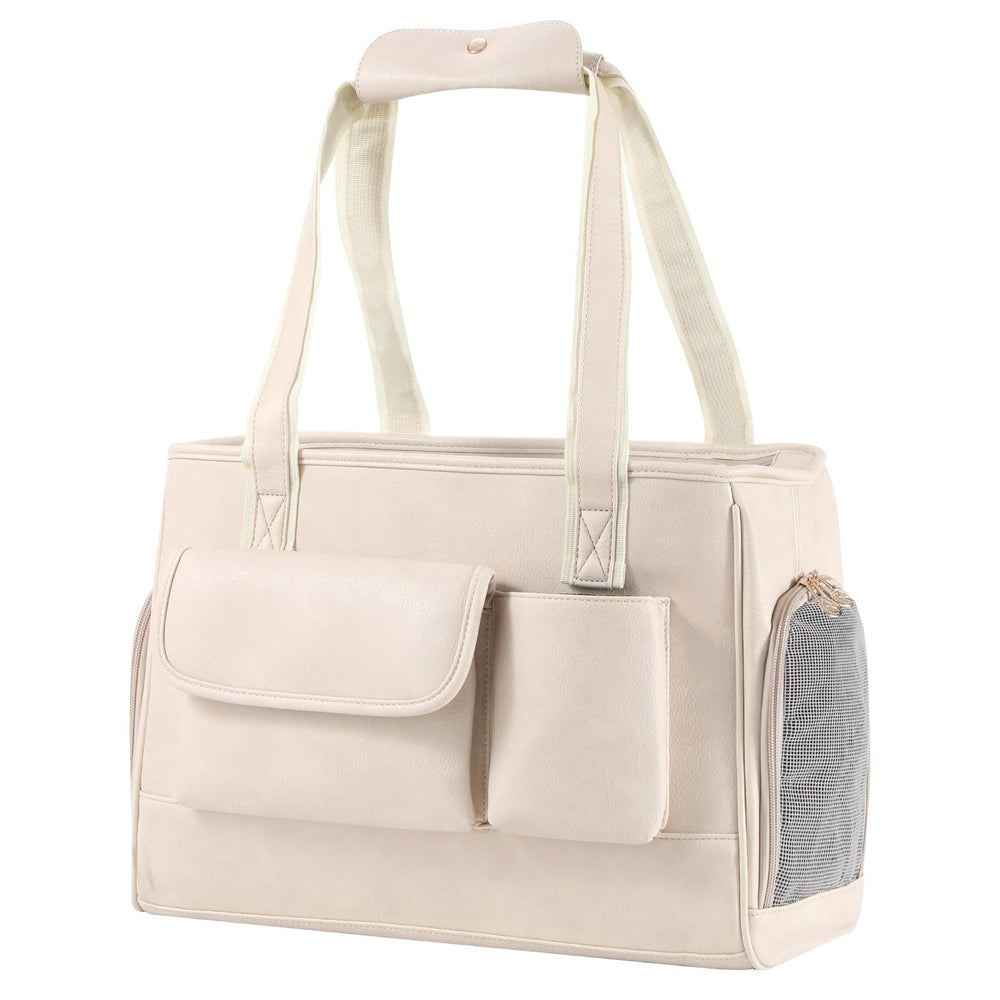 Johomviin dog carrier purse front view highlights premium vegan leather for daily pet travel.