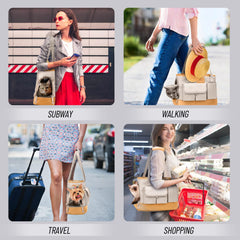 Johomviin dog-cat-carrier side-pocket-detail highlights built-in pockets for essentials.