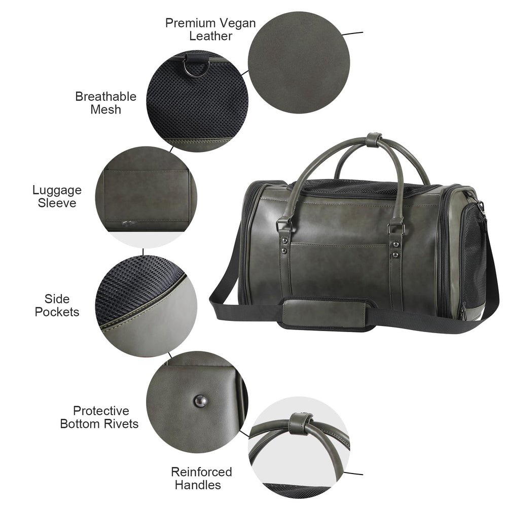 Johomviin exterior pockets keep treats and documents handy.
