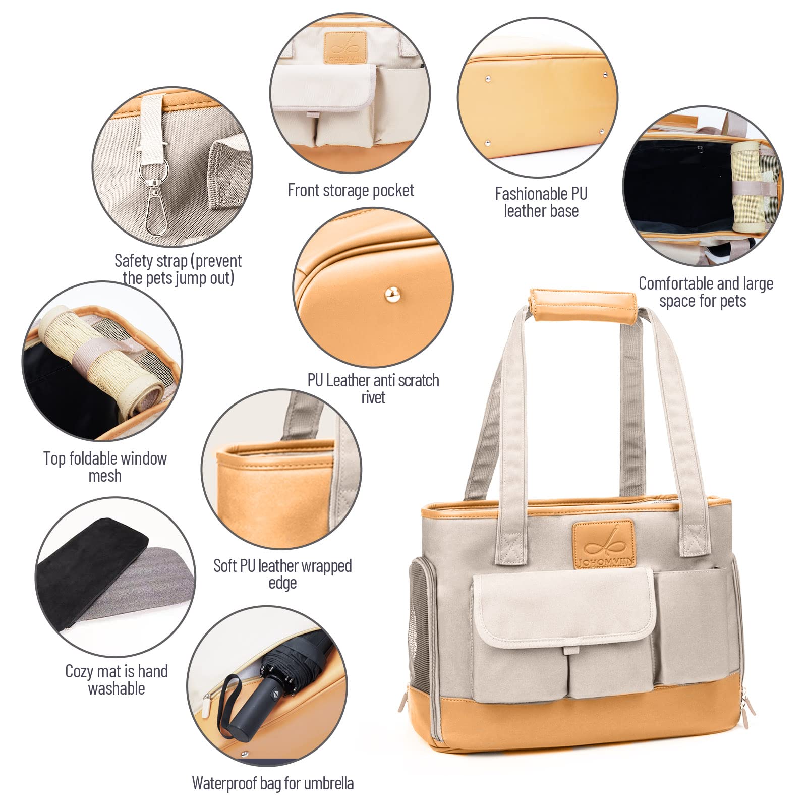 Johomviin foldable-umbrella-bag-design rear pocket offers rain protection on the go.