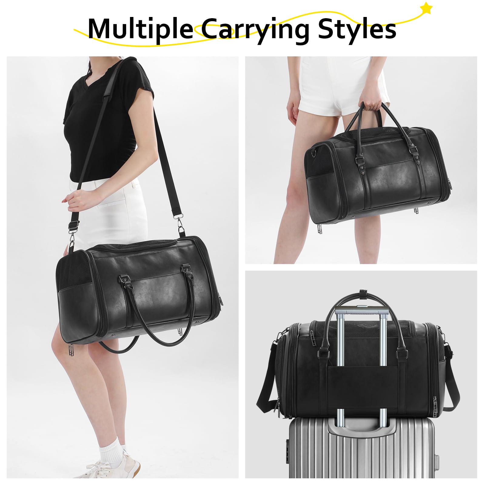Johomviin dual carry options with handles and an adjustable shoulder strap.