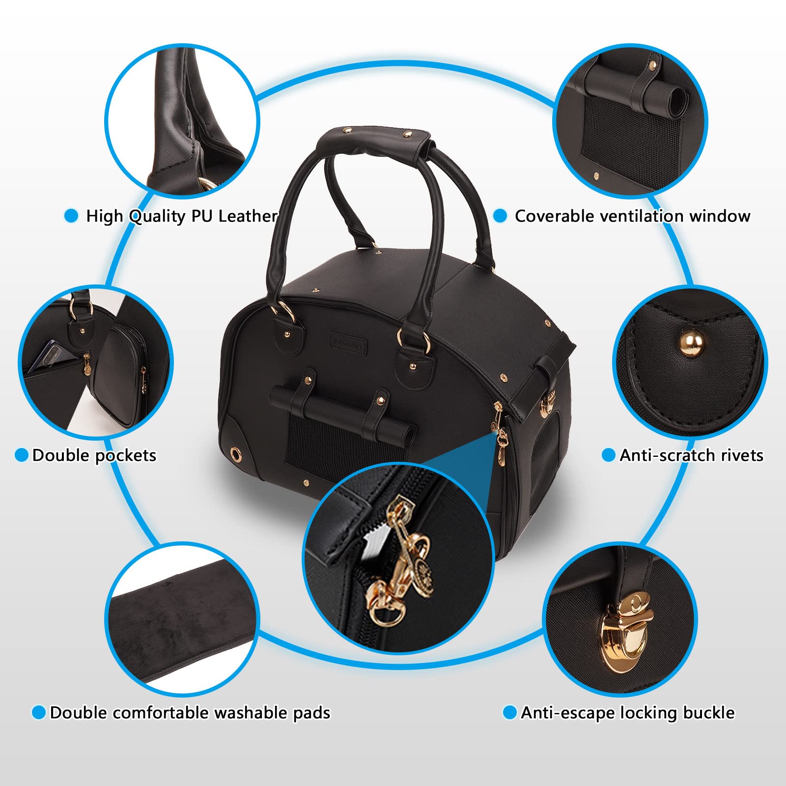 Johomviin premium PU leather carrier side view emphasizes durable upscale travel style
