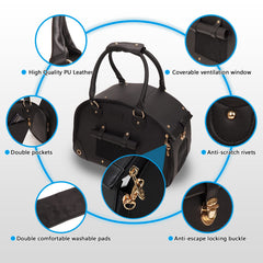 Johomviin premium PU leather carrier side view emphasizes durable upscale travel style