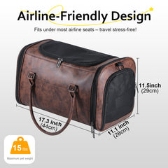 Johomviin leather carrier side mesh panel for airflow during travel