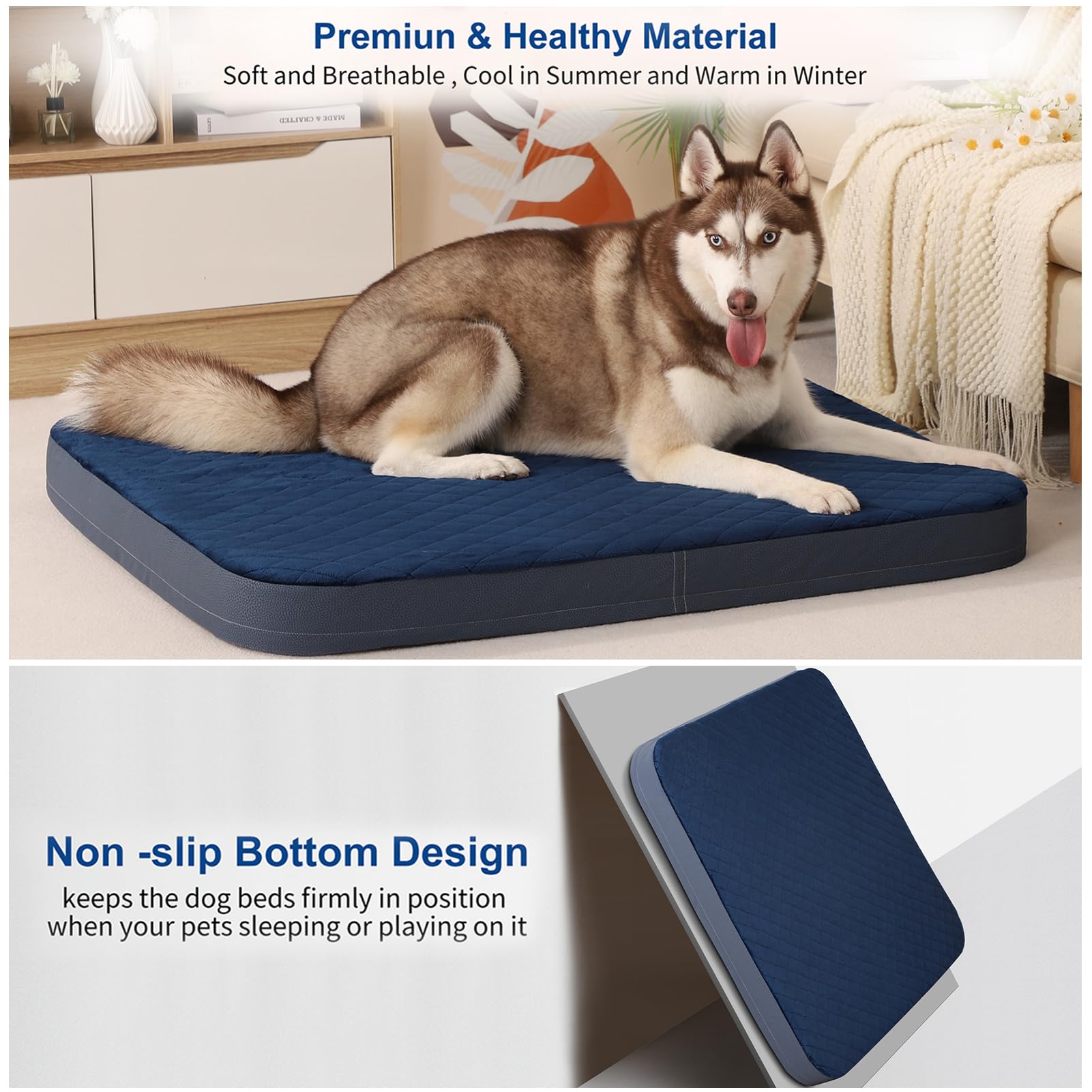 JoicyCo 47x39x3.5 inch jumbo bed supports comfortable lounging for big dogs