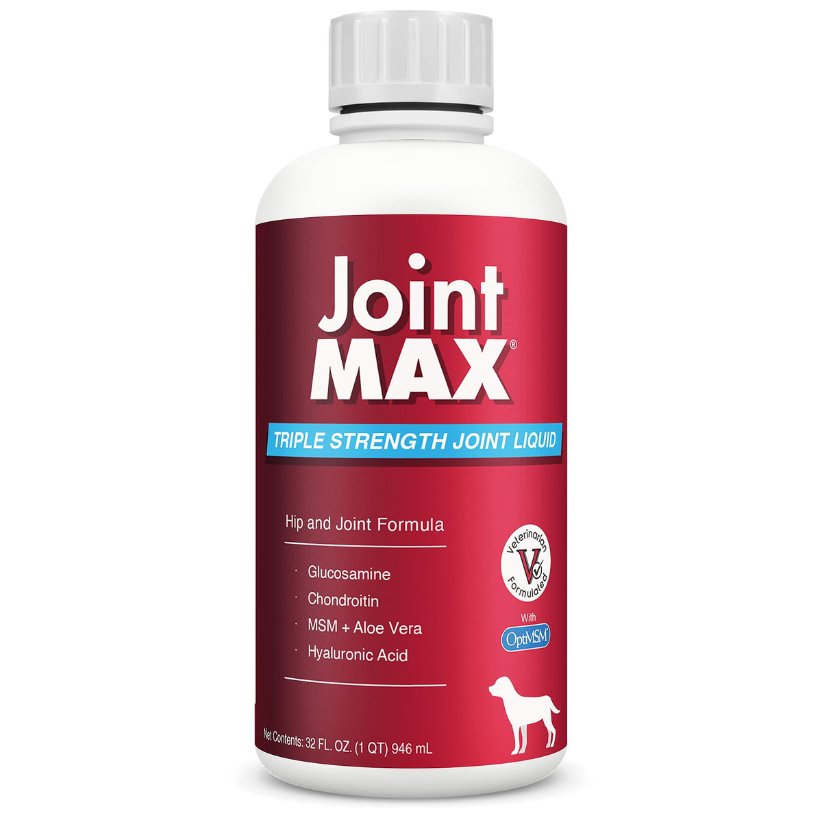 Joint MAX Liquid for Dogs bottle on counter supports canine joint health.