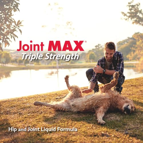 Pouring Joint MAX Liquid for Dogs into a dog’s bowl supports daily joint care.