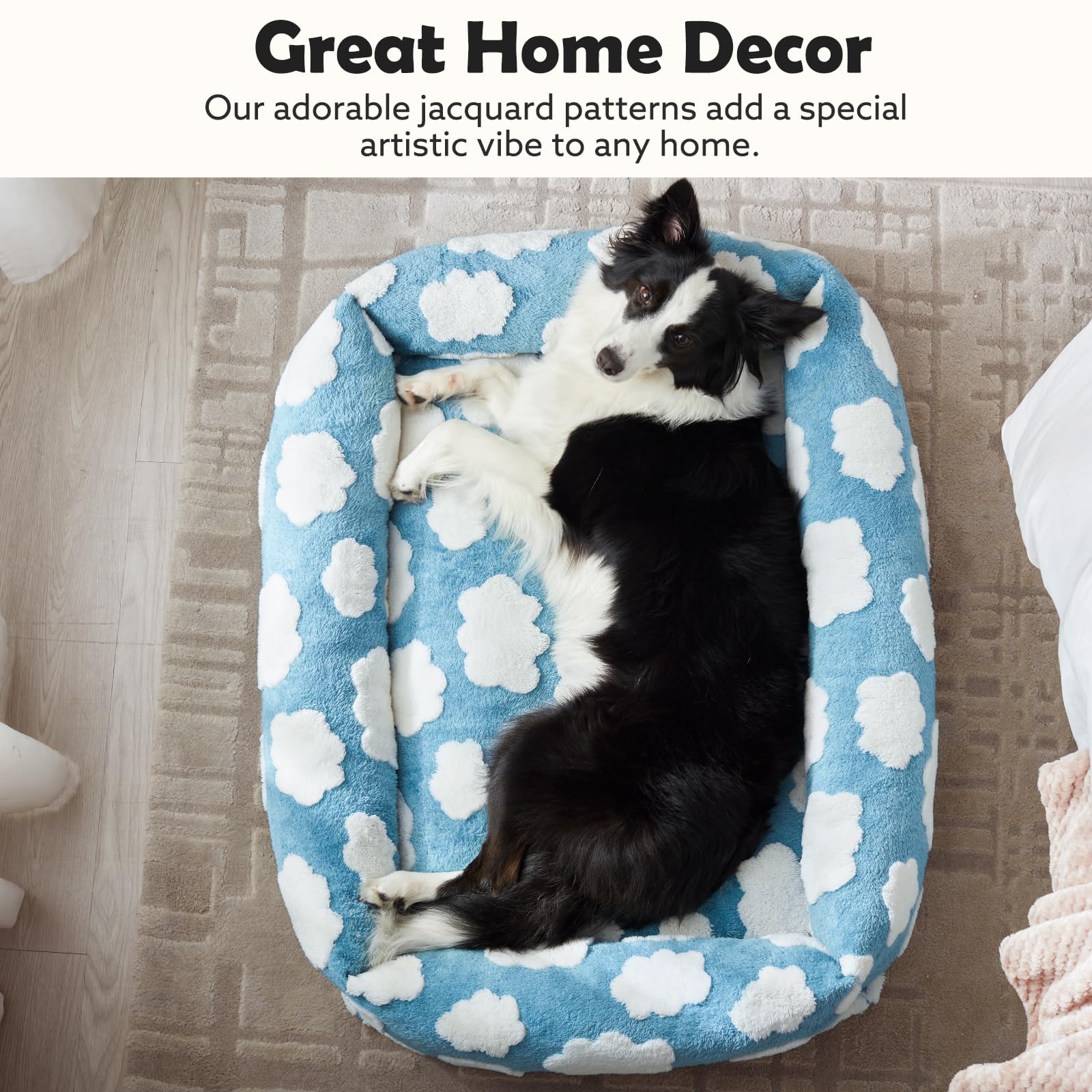 JOEJOY cloud-pattern fabric image showcases plush texture and calming aesthetics.