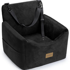 JOEJOY dog car seat elevates view for calmer rides with plush fabric.