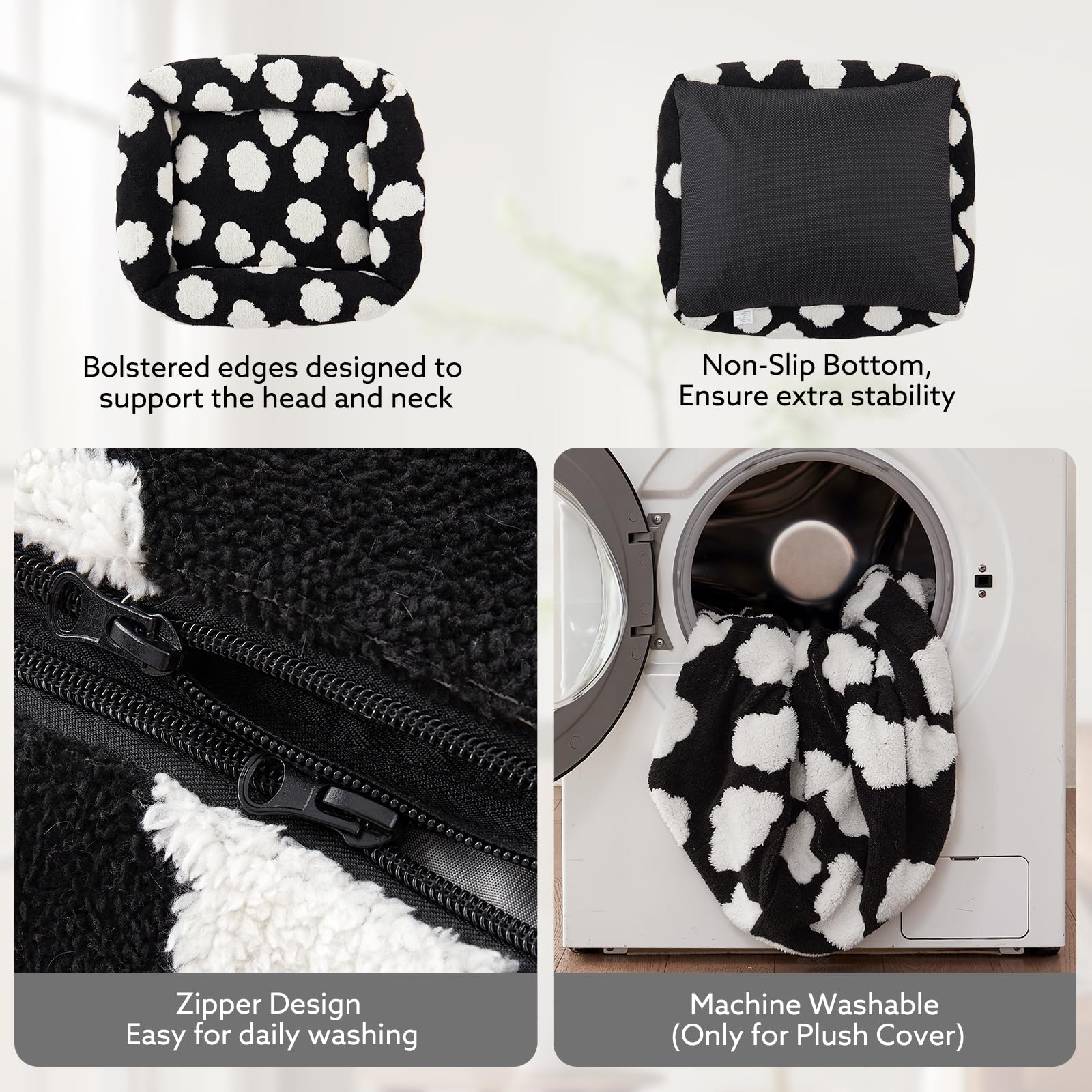 JOEJOY Medium Dog Bed removable cover with a sturdy zipper for easy cleaning.