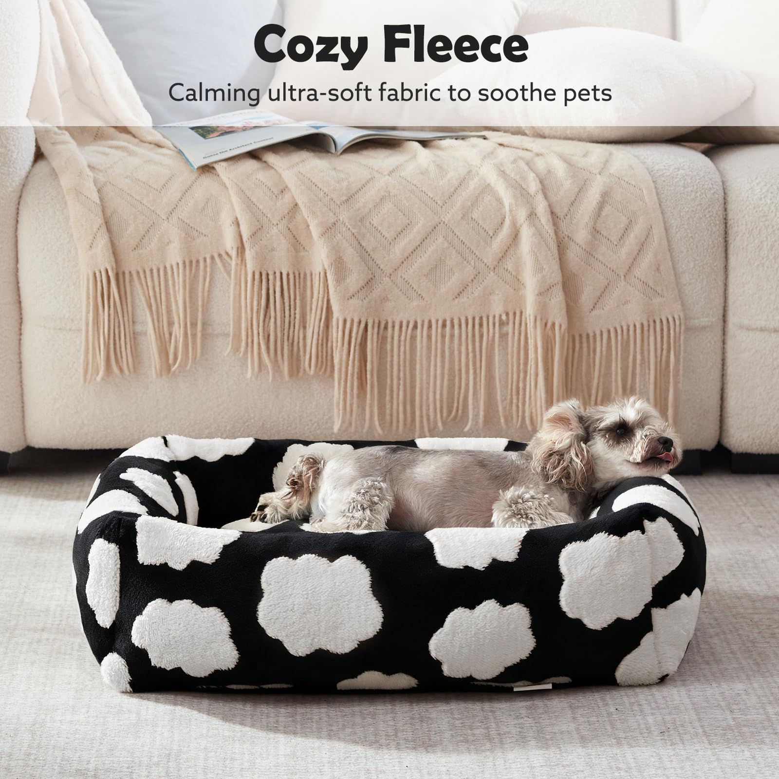 JOEJOY Medium Dog Bed washable cover makes cleaning quick and simple.
