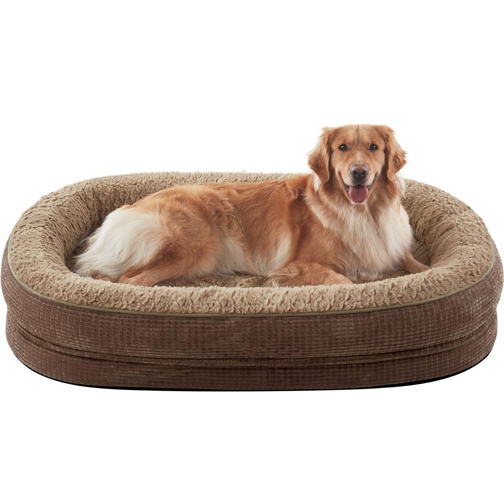 JOEJOY orthopedic bed close-up shows egg-crate memory foam for joint support.