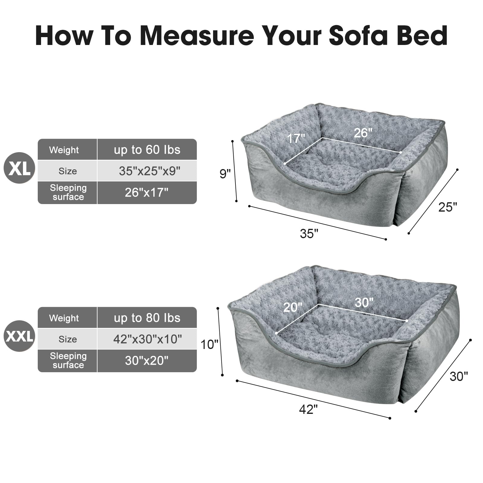 JOEJOY Rectangle Dog Bed in crate and sofa use for versatile comfort.