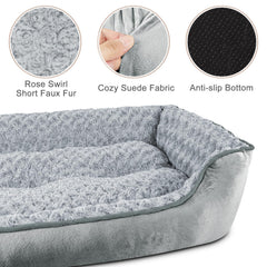 JOEJOY Rectangle Dog Bed non-slip bottom preventing slips on tile floors.