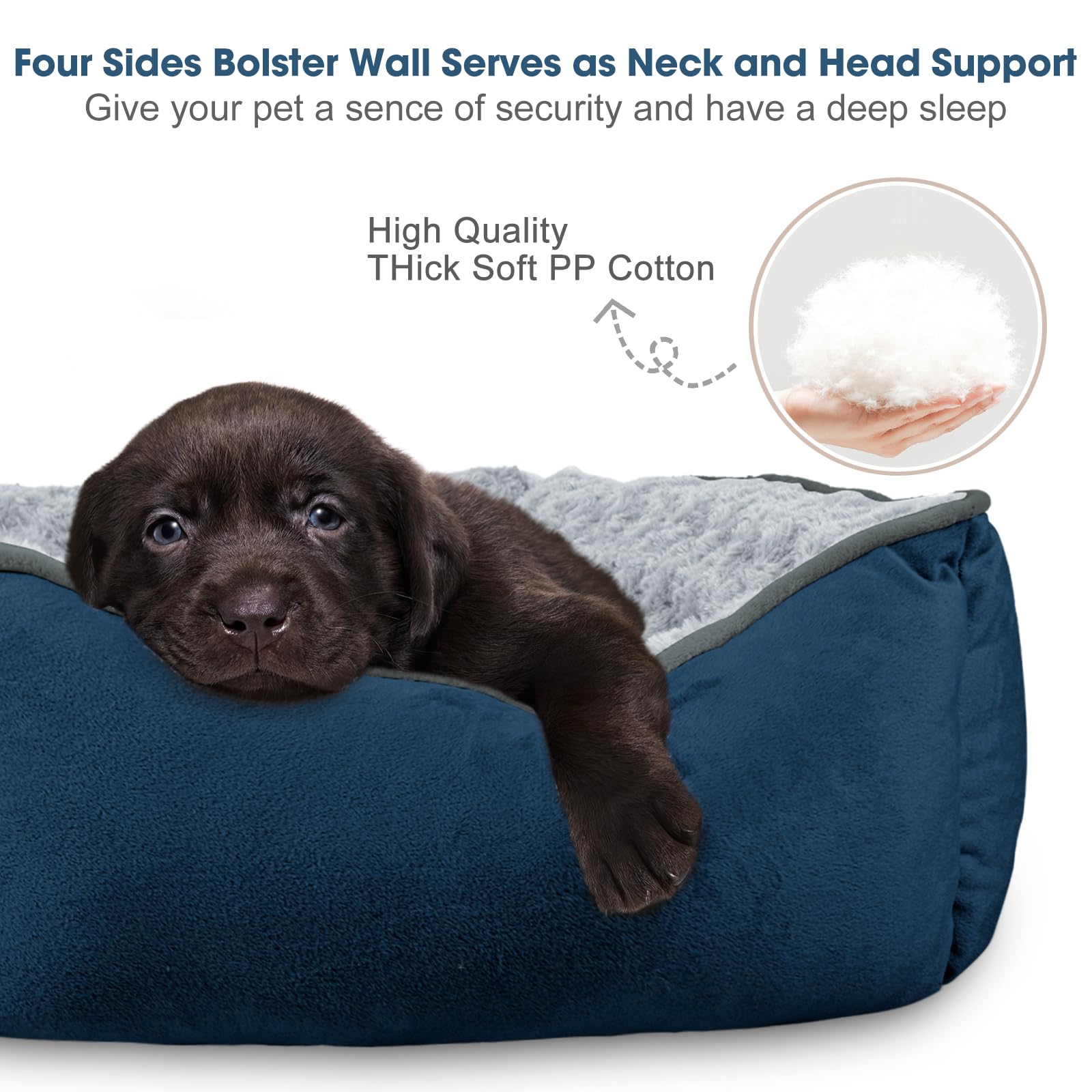 JOEJOY rectangle dog bed shows rose swirl fabric for cozy comfort and style.