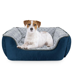JOEJOY rectangle dog bed with soft faux fur delivers luxurious warmth for winter naps.