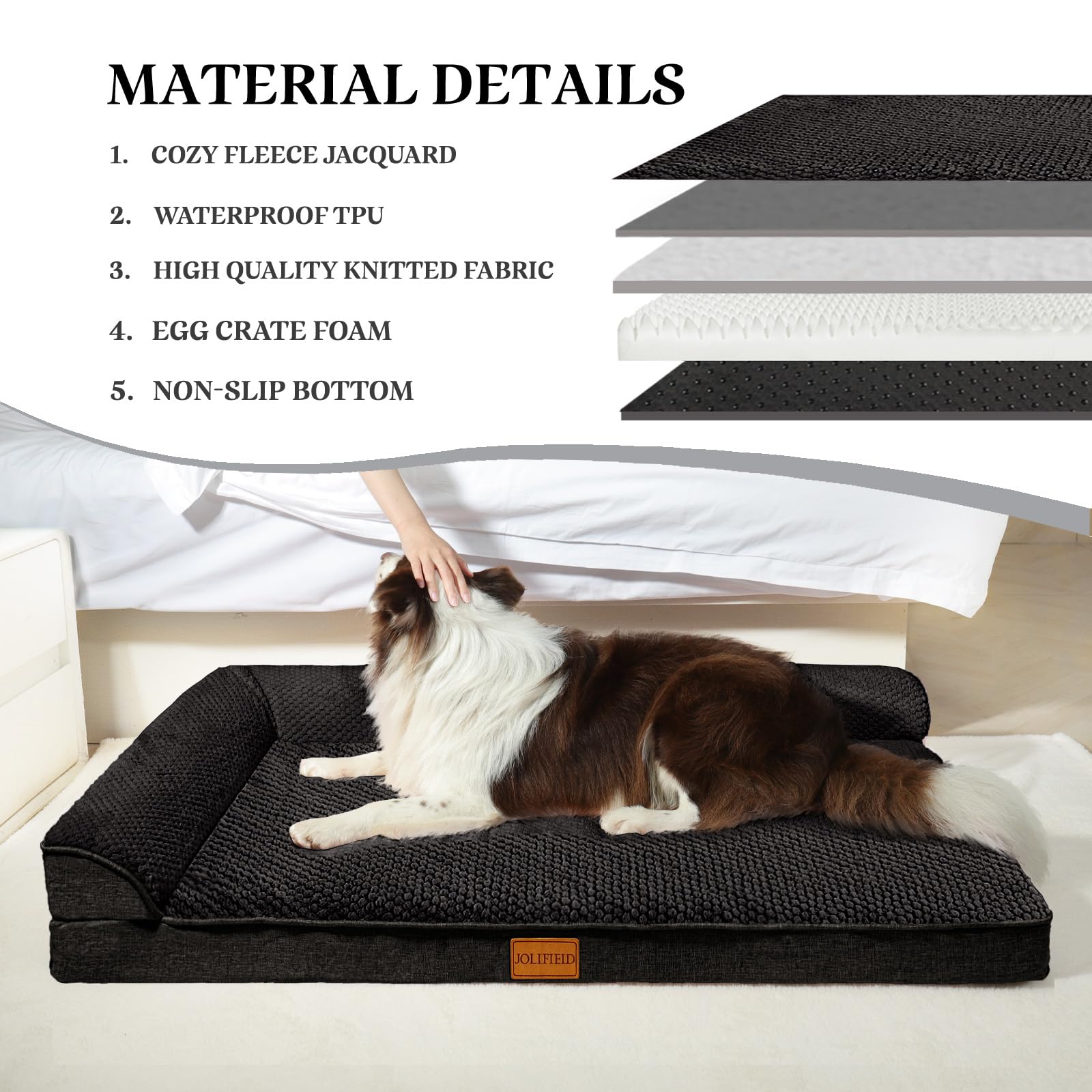 Jolifield bed non-slip base keeps paws steady on smooth floors