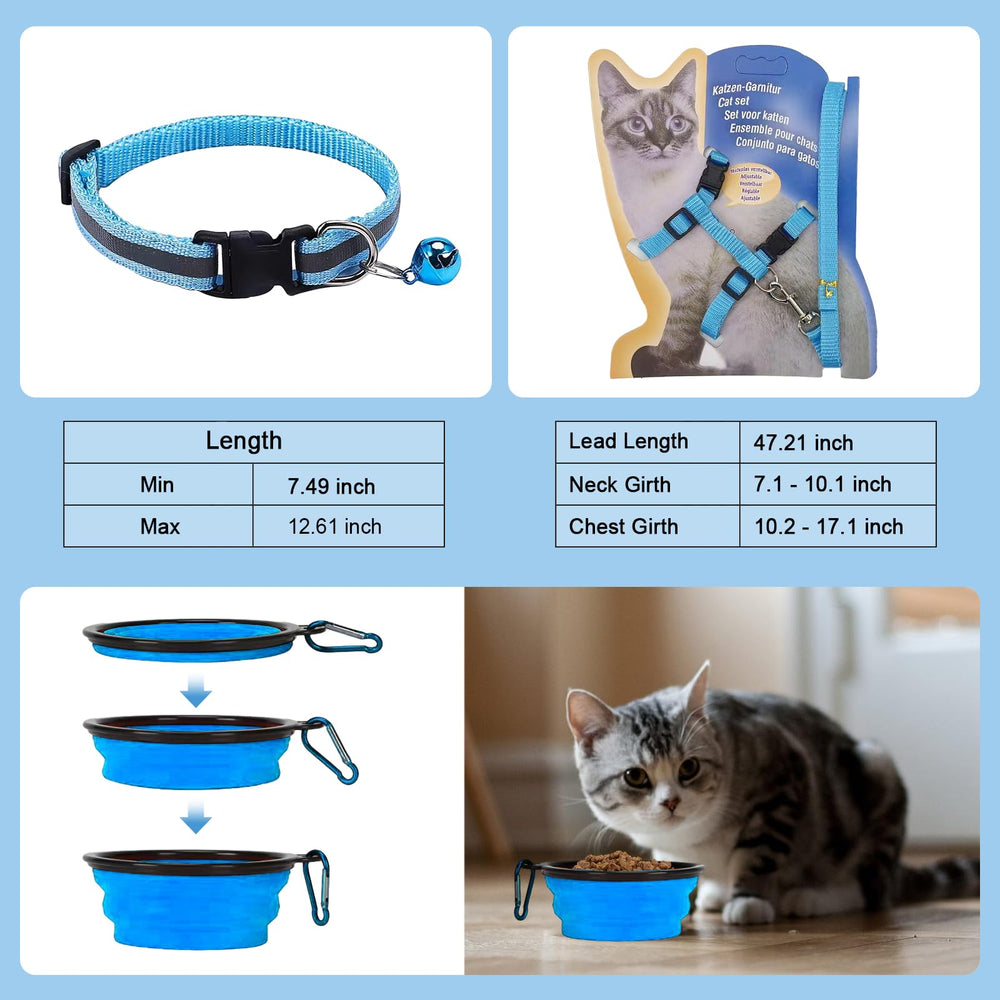 JOLL JOLL complete cat kit includes scoop, bowl, harness, leash, litter bag, and bell collar.