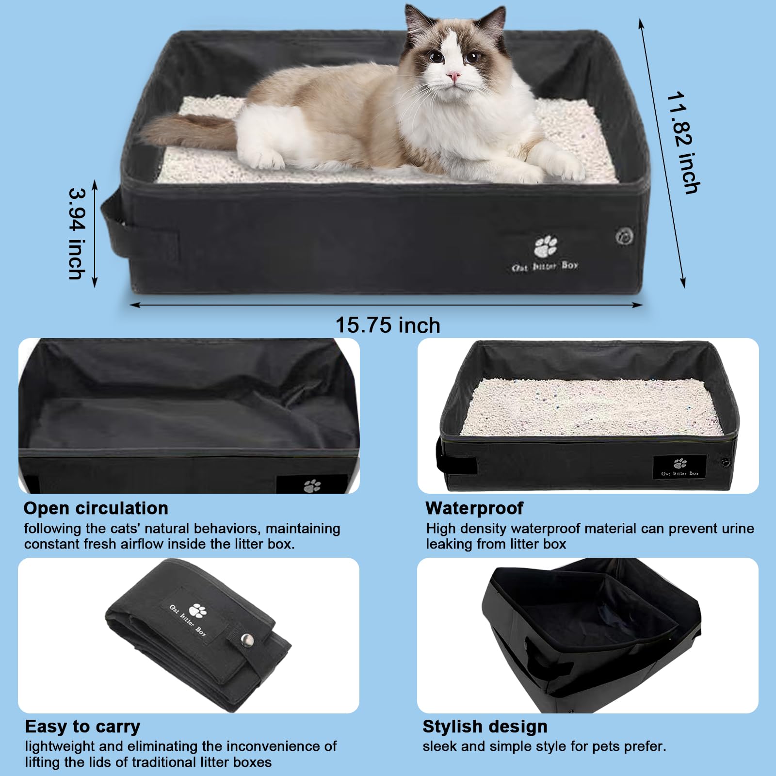 JOLL JOLL waterproof litter box helps prevent leaks for cleaner trips.