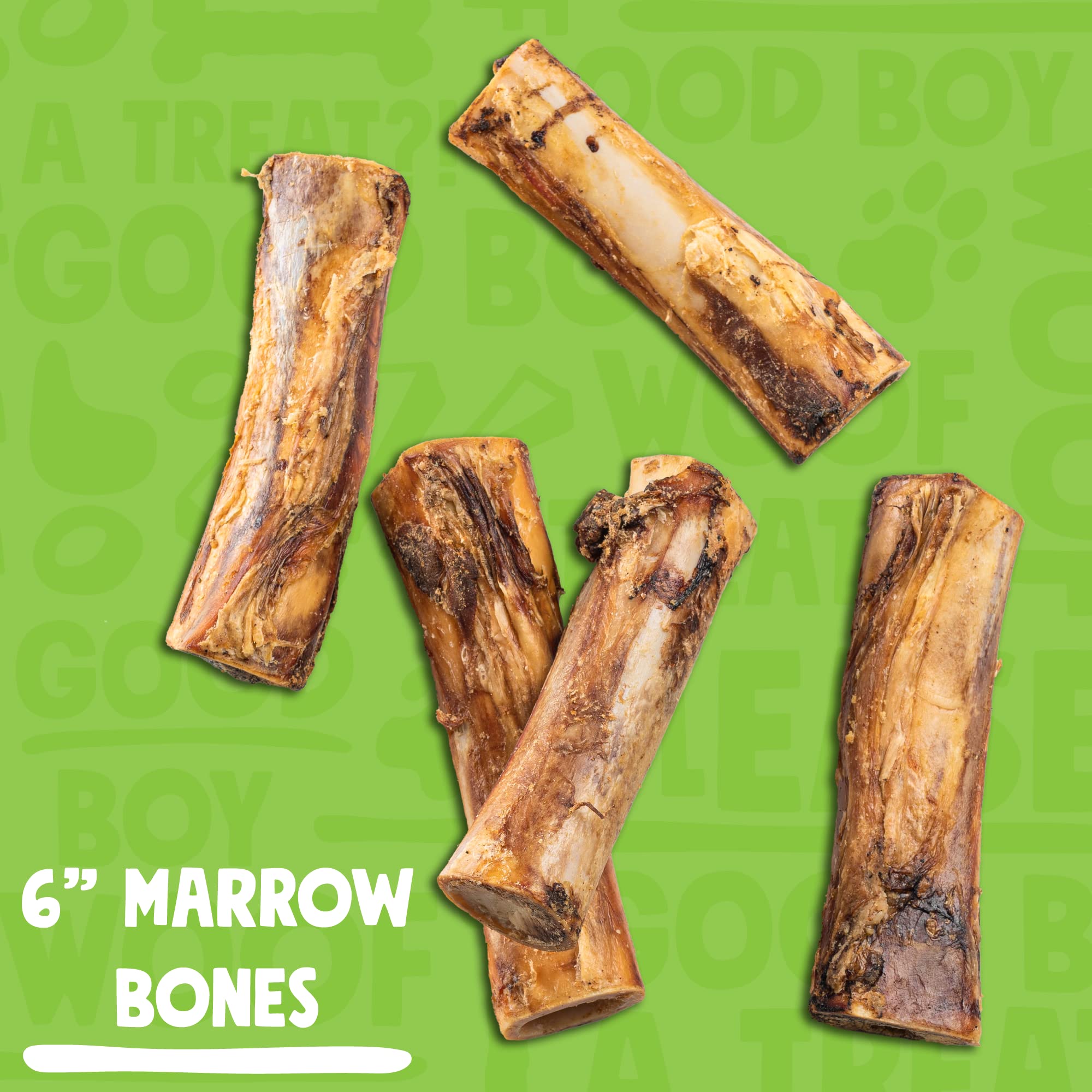 Jolly Barks marrow bones close-up texture with rugged ridges aiding chewing.