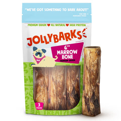 Jolly Barks marrow bones 6-inch packaging—convenient three-pack for large dogs.