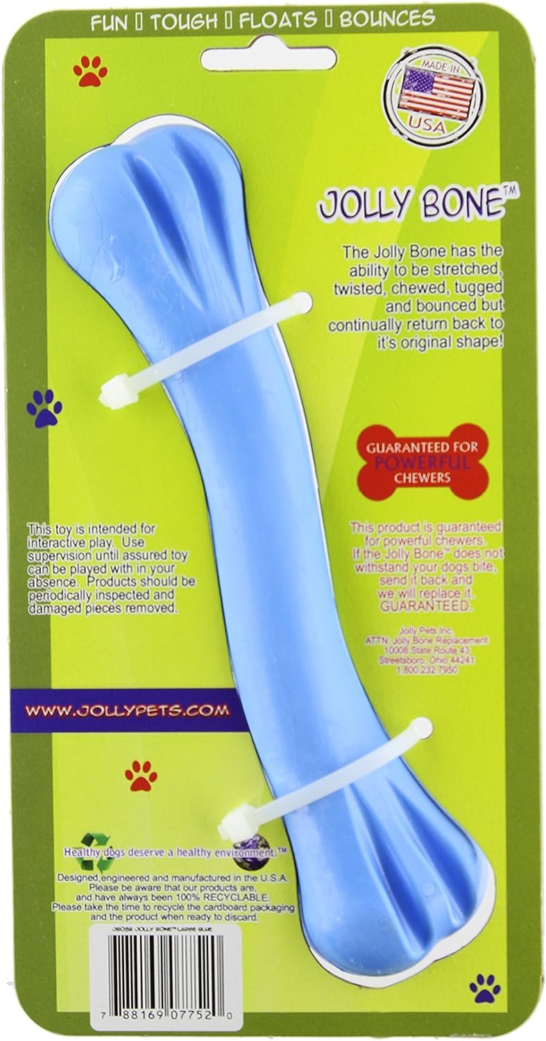 Blue Jolly Bones 8-inch captured in chew-focused moment