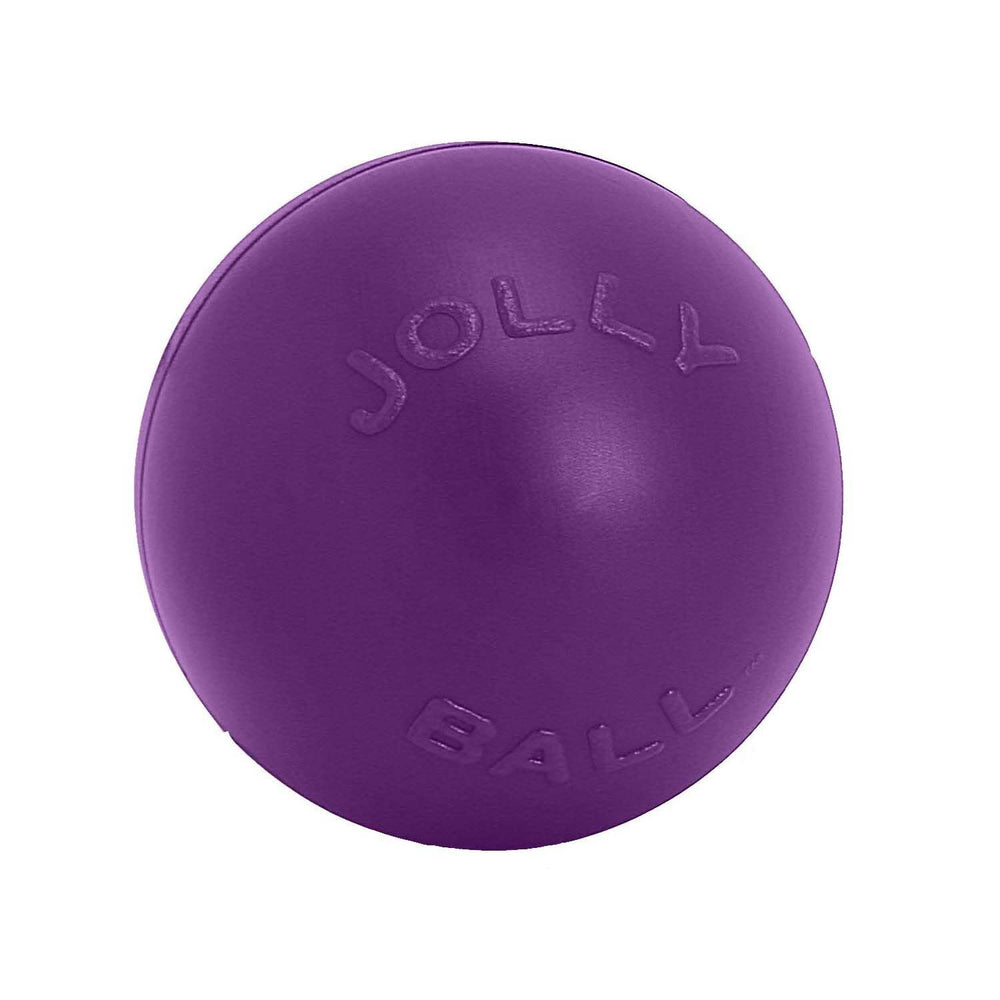 Jolly Pets Push-n-Play Ball side view emphasizes durability for all breeds.