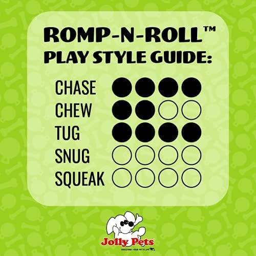 Jolly Pets Romp-n-Roll ball closeup highlights the interwoven rope and ball.