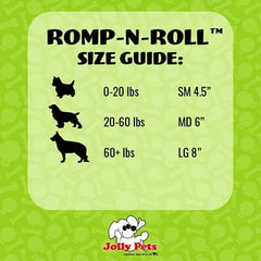 Jolly Pets Romp-n-Roll dog fetch action demonstrates interactive play potential.