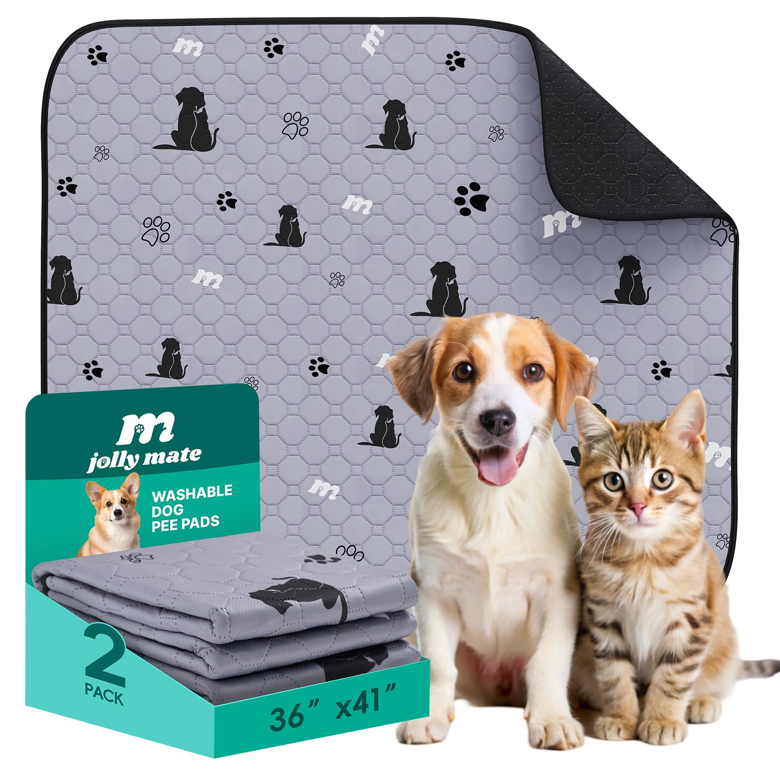 JollyMate dog pad shows the absorbent layer for quick urine absorption and odor control.