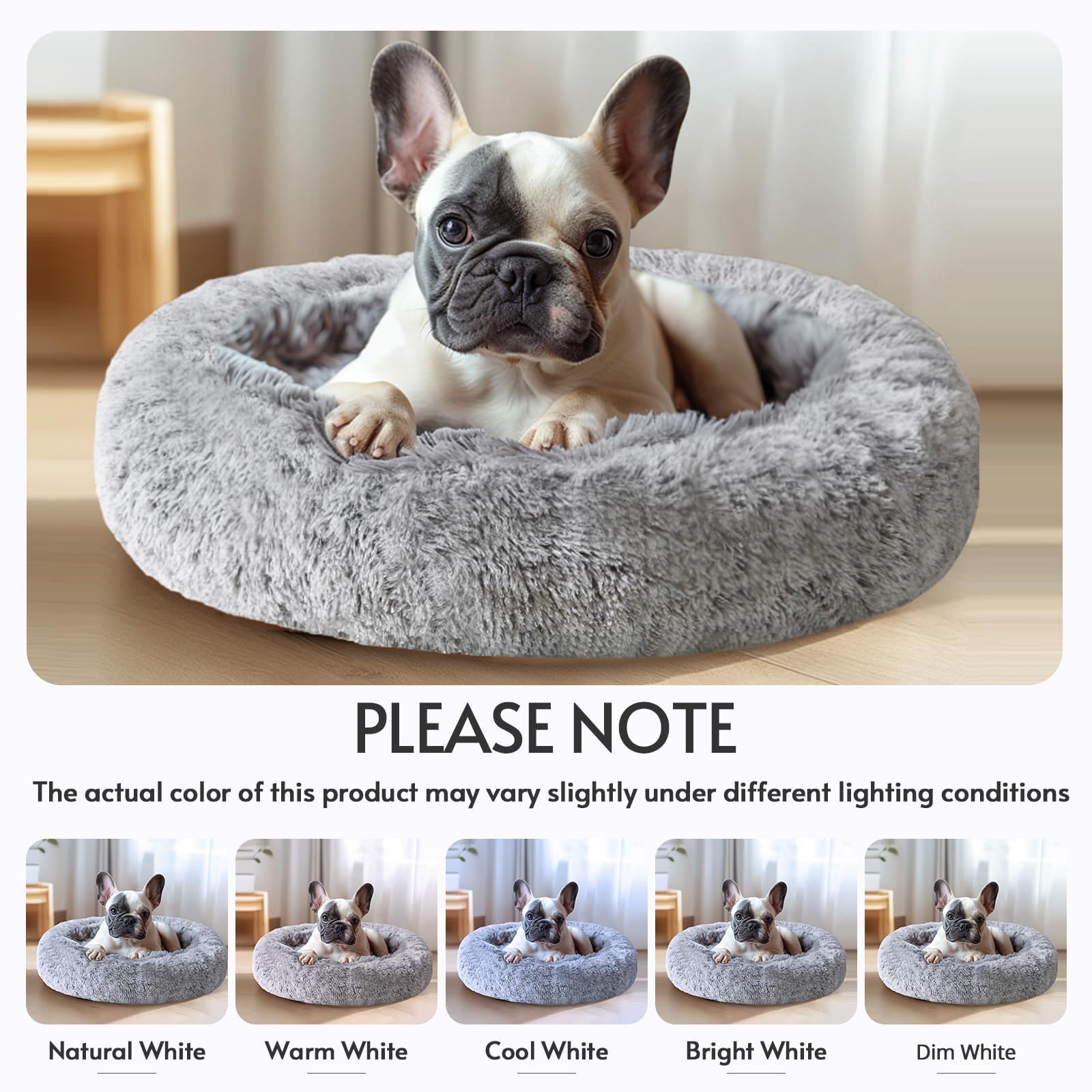 JOLLYVOGUE 31-inch bed fits pets up to 45 lbs for calming rest.