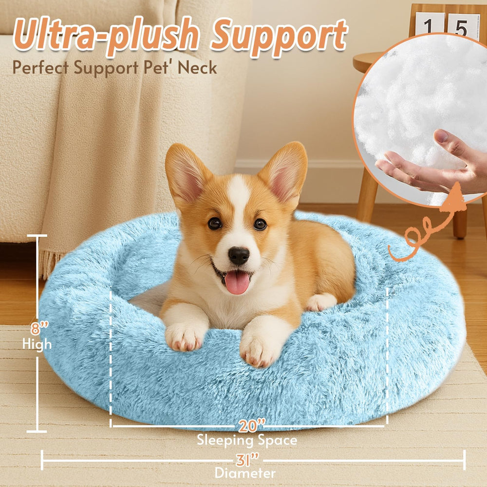 JOLLYVOGUE 360-degree protection, round bed shields pet while resting and relaxing.