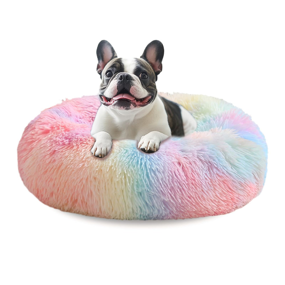 JOLLYVOGUE calming-dog-bed-donut-design offers burrowing comfort for anxious pets.
