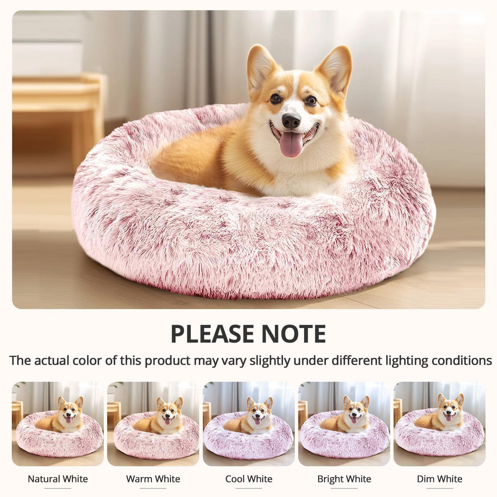 Dog nestled in a JOLLYVOGUE bed, emphasizing burrow-friendly design for calm sleep.