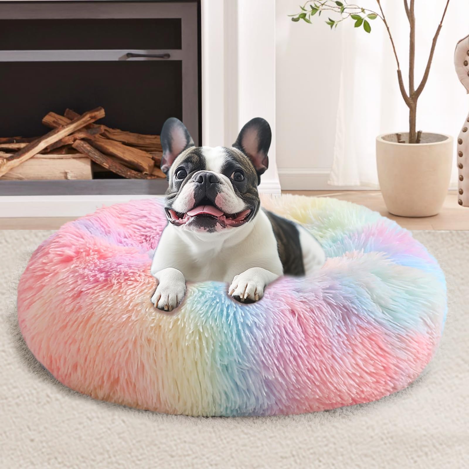 JOLLYVOGUE calming donut bed hero highlighting a cozy nesting spot for small pets.