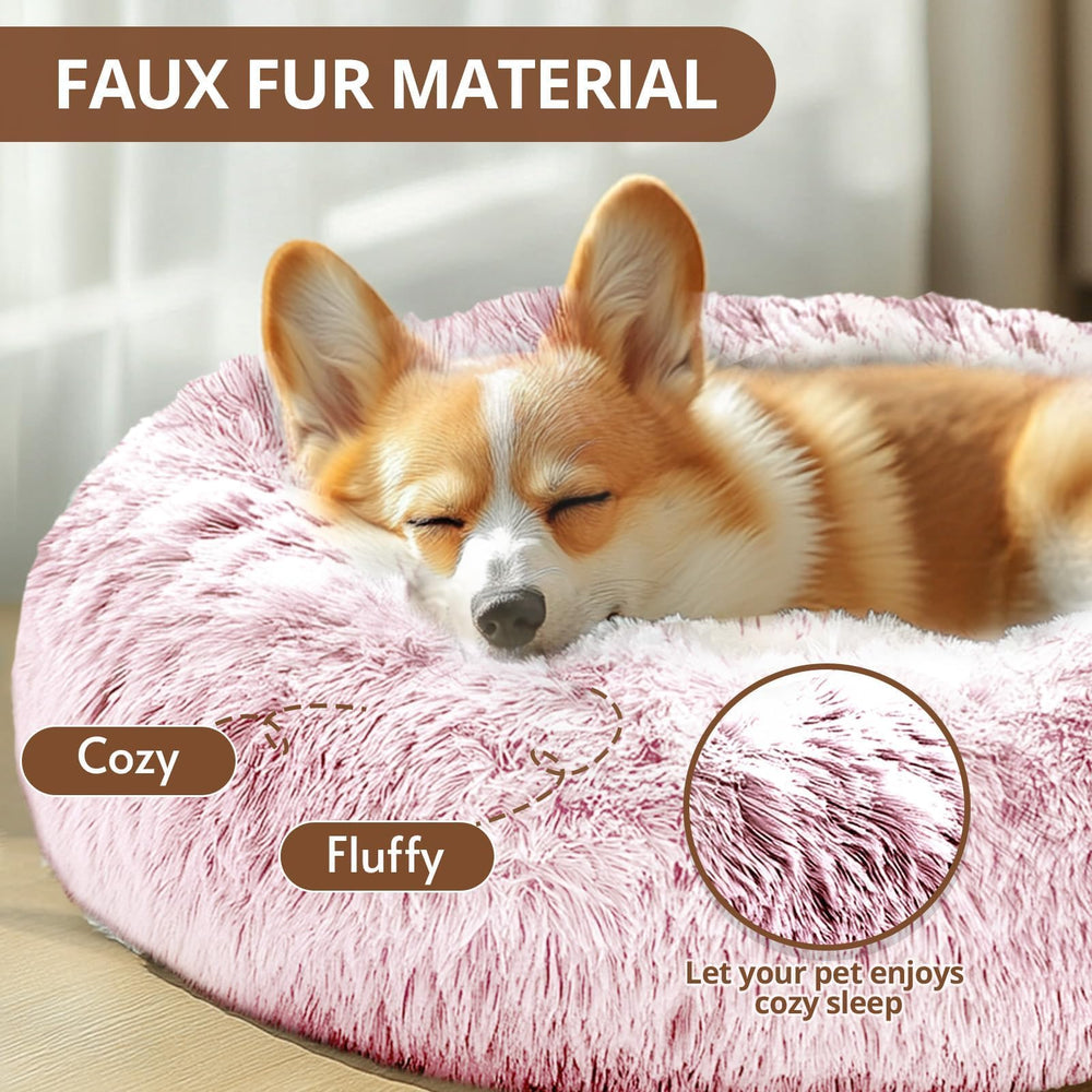 JOLLYVOGUE calming donut bed raised rim supports head and neck comfort