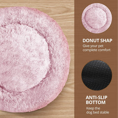 JollyVogue Calming Donut Bed smoke pink color complements home decor while soothing pets.