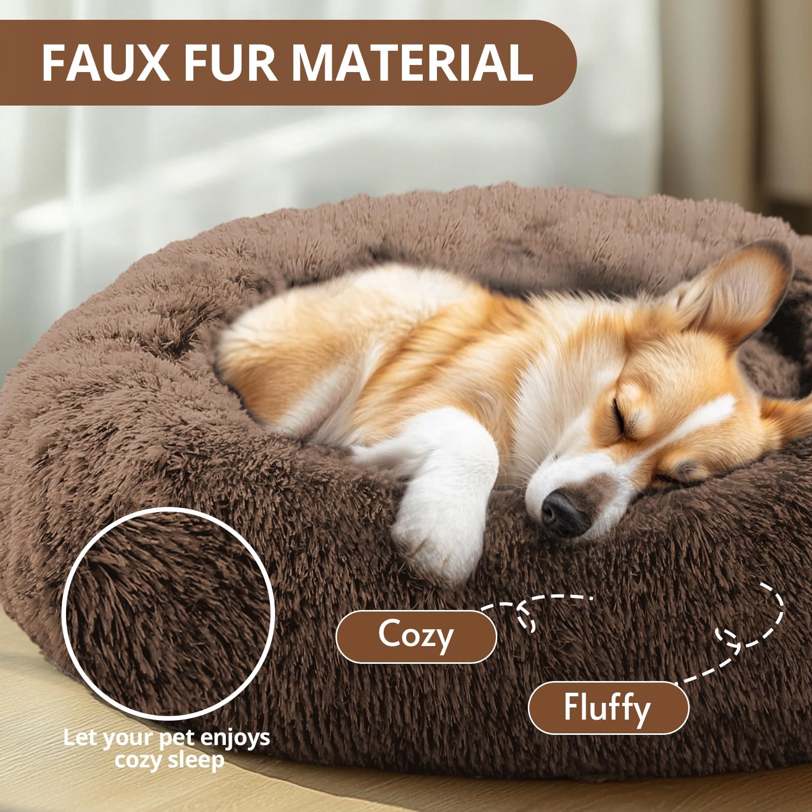 Cama donut JOLLYVOGUE con relleno suave para sueño profundo.