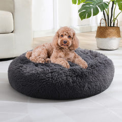 JOLLYVOGUE dog bed donut cushion closeup emphasizing plush safety and cozy warmth