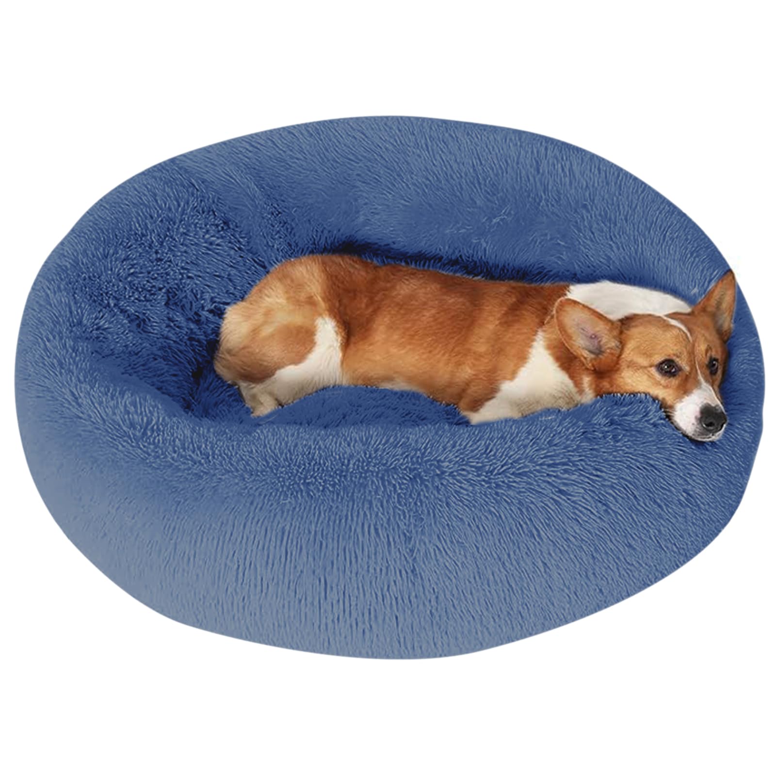 JOLLYVOGUE dog bed donut fluffy outer cover provides a plush, cozy retreat for pets.