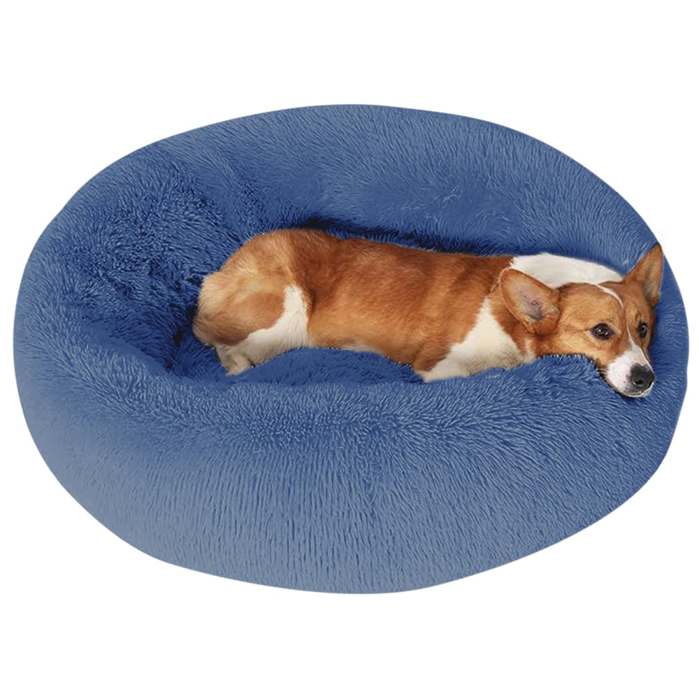 JOLLYVOGUE dog bed donut fluffy outer cover provides a plush, cozy retreat for pets.