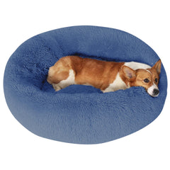 JOLLYVOGUE dog bed donut fluffy outer cover provides a plush, cozy retreat for pets.