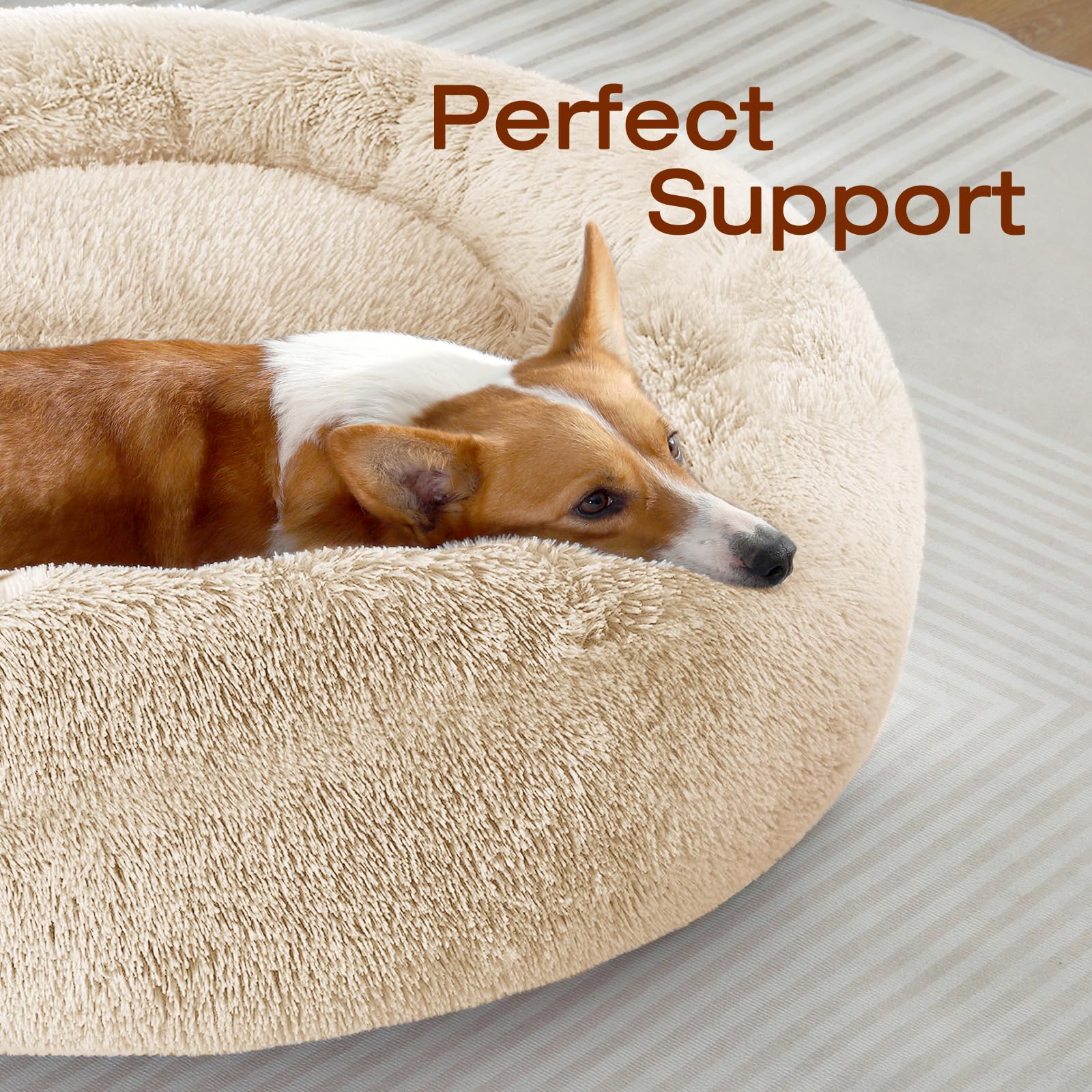 JOLLYVOGUE dog bed donut side view highlighting headrest support