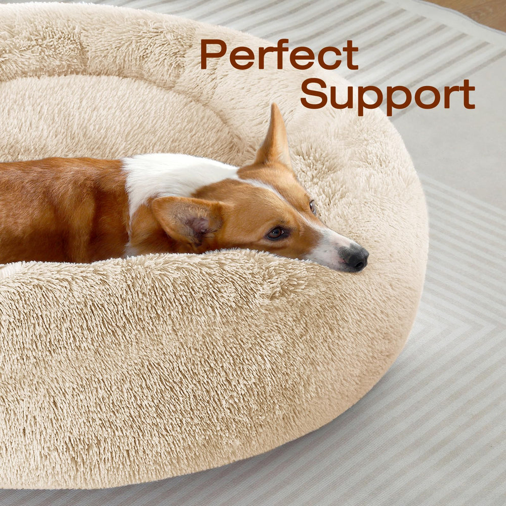 JOLLYVOGUE dog bed donut side view highlighting headrest support