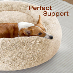 JOLLYVOGUE dog bed donut side view highlighting headrest support