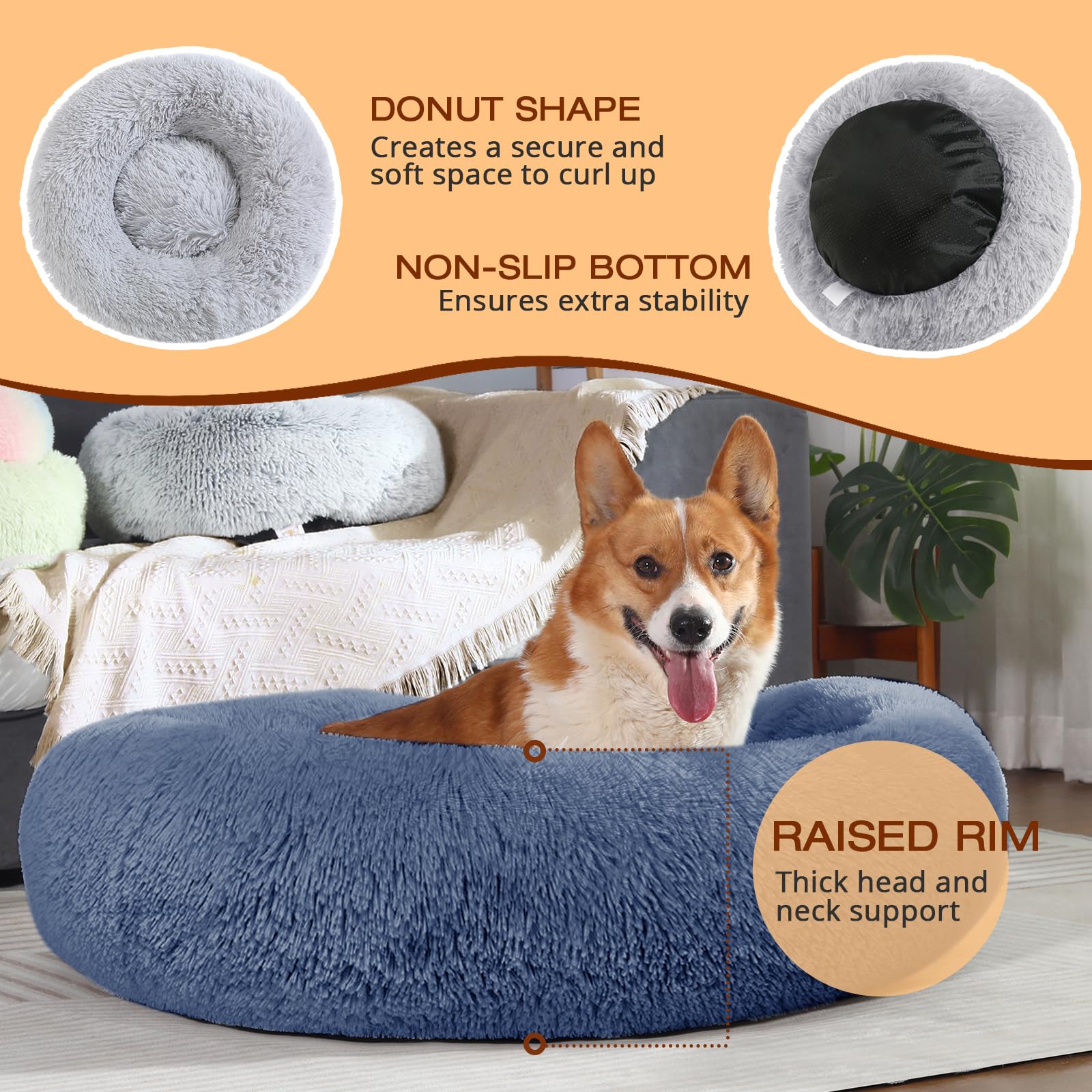JOLLYVOGUE dog bed is machine-washable for easy care